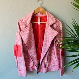 Lucy Marled Pink Asymmetric Collar Layered Jacket